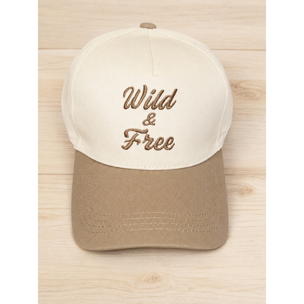 Zenana Wild & Freeโ Baseball Cap Women's Adjustable Ash Moca & Cream Color
